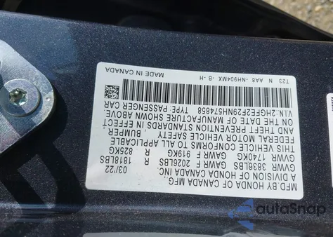 2022 Honda Civic Lx from USA, damaged, VIN 2HGFE2F29NH574858